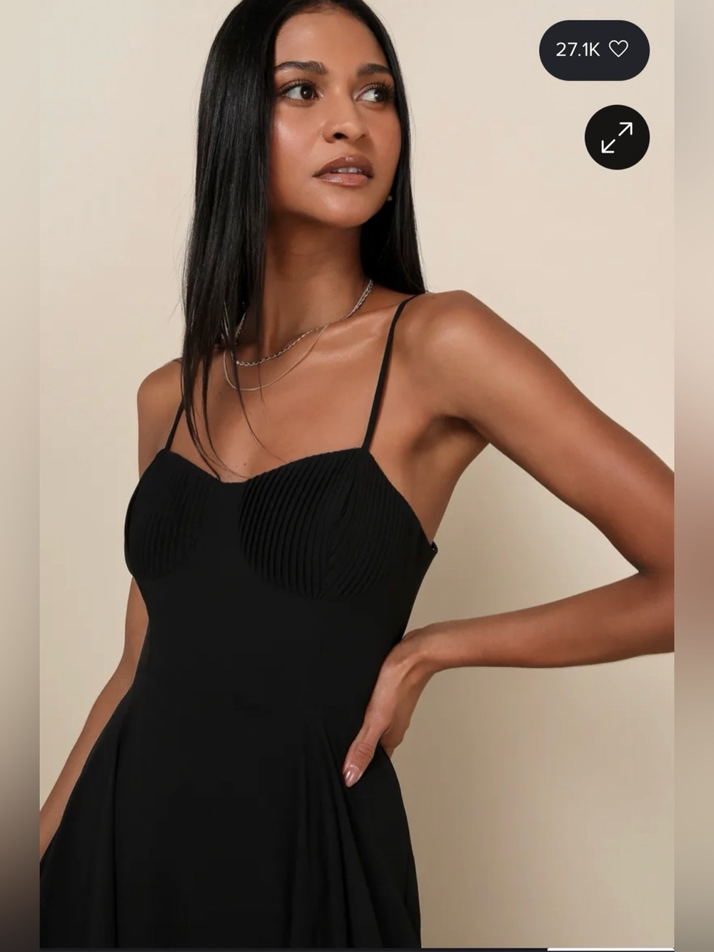 Lulus Sexy black Pleated Bustier Spaghetti Strap Maxi Dress
